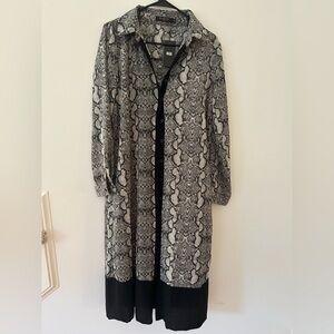 Black and Gray Snake Print Button-Up Dress